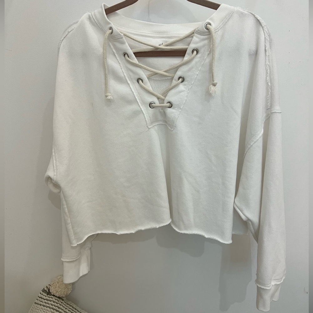 Aerie Drawstring Cropped Pullover
